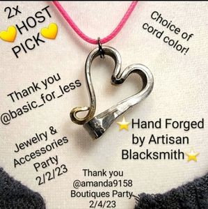 "Single Heart" Horseshoe Nail Pendant Handcrafted by Artisan Blacksmith